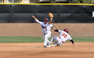 Will Hall makes the out at second base